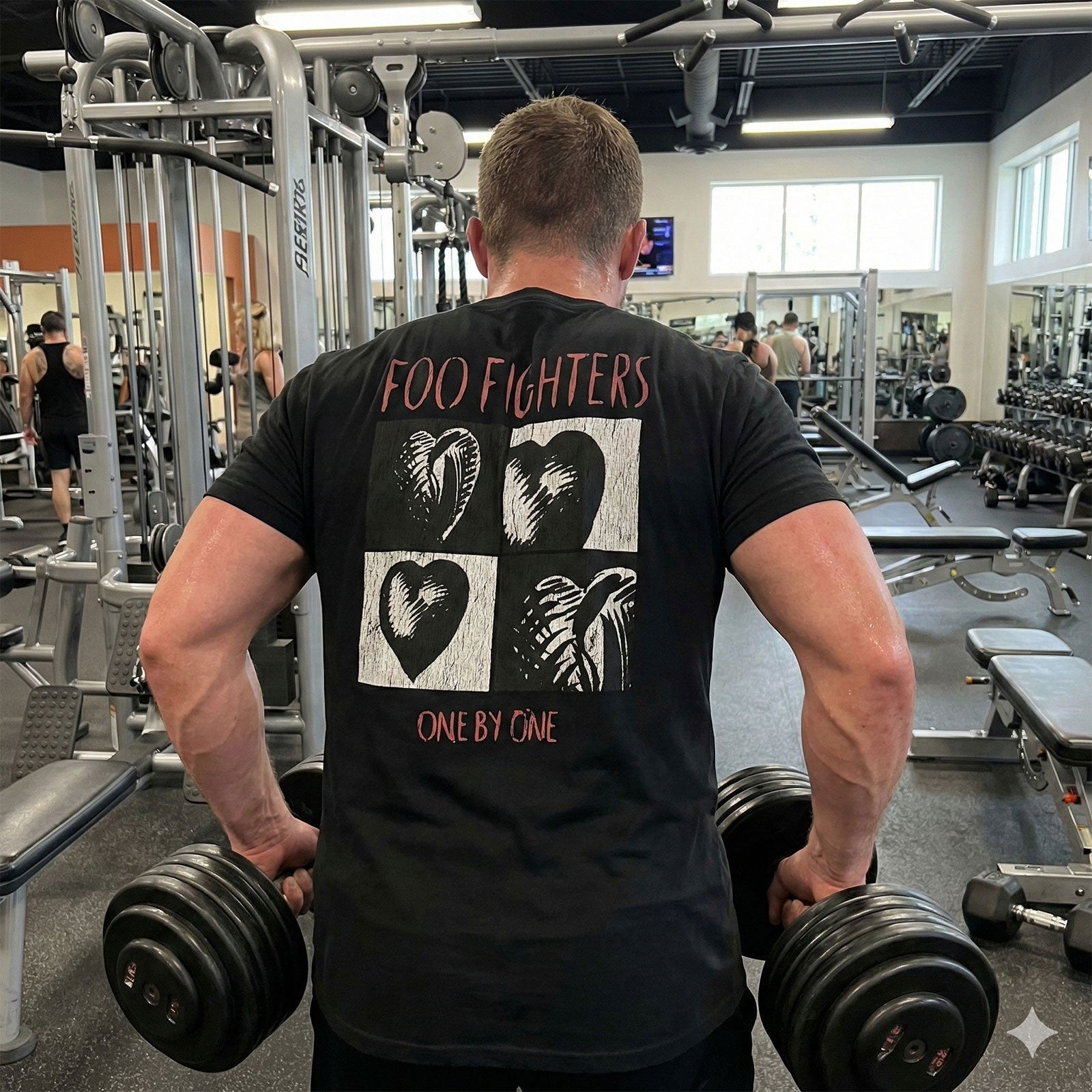 Foo Fighters Unisex Premium Carbon T-Shirt: One By One (Black) (Back Print)