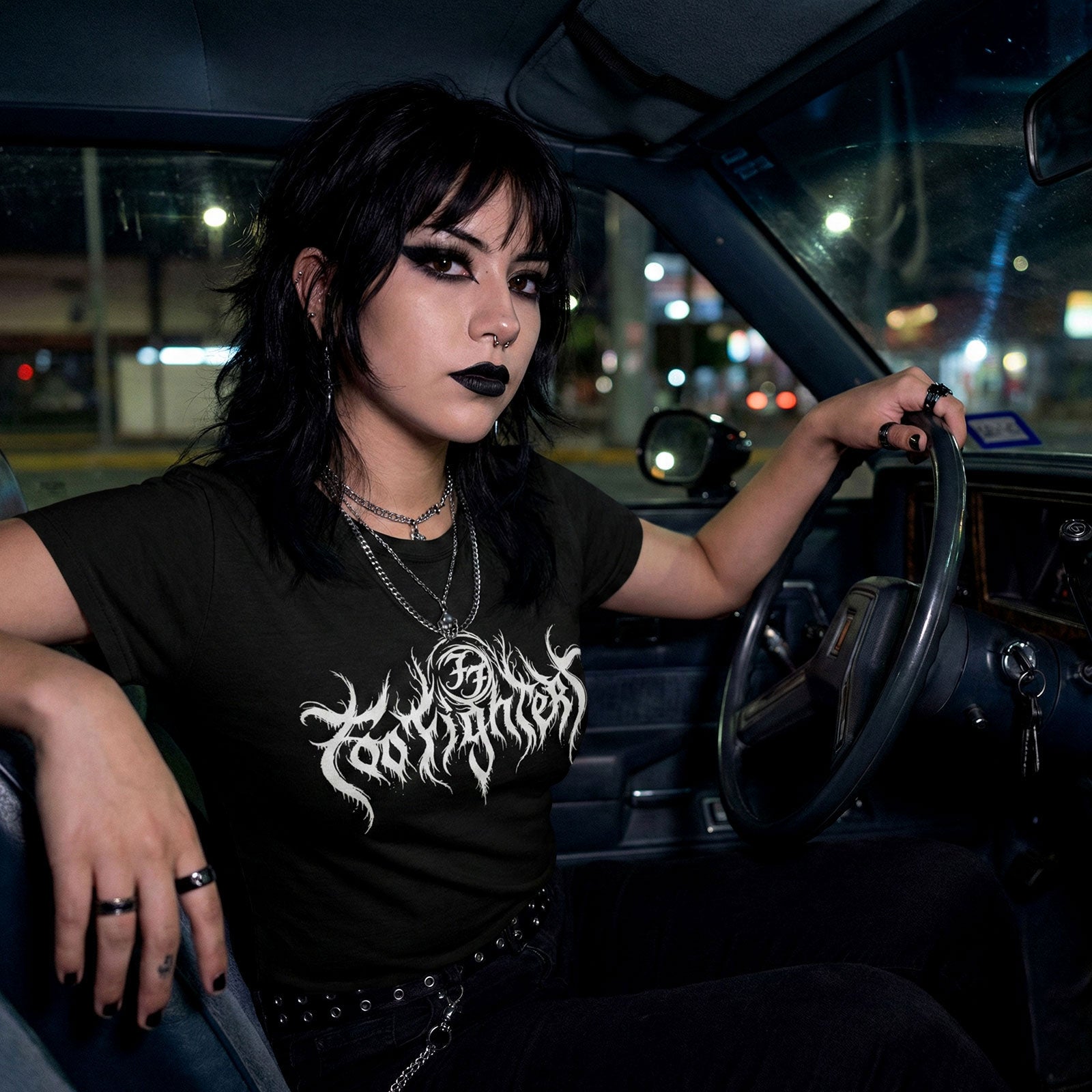 Foo Fighters Unisex Premium Carbon T-Shirt: Metal Logo (Black)