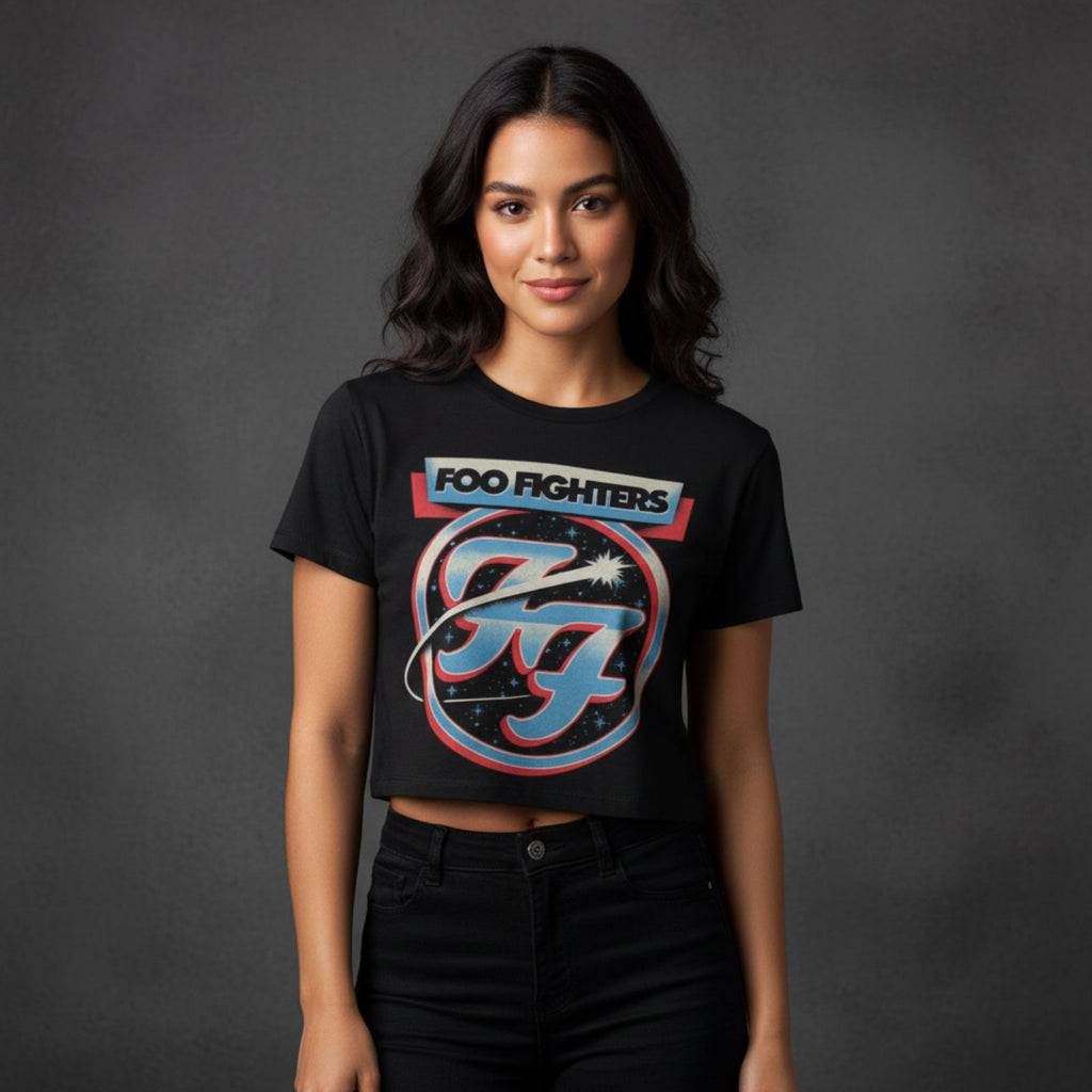 Foo Fighters Ladies Crop Top: Comet (Black)