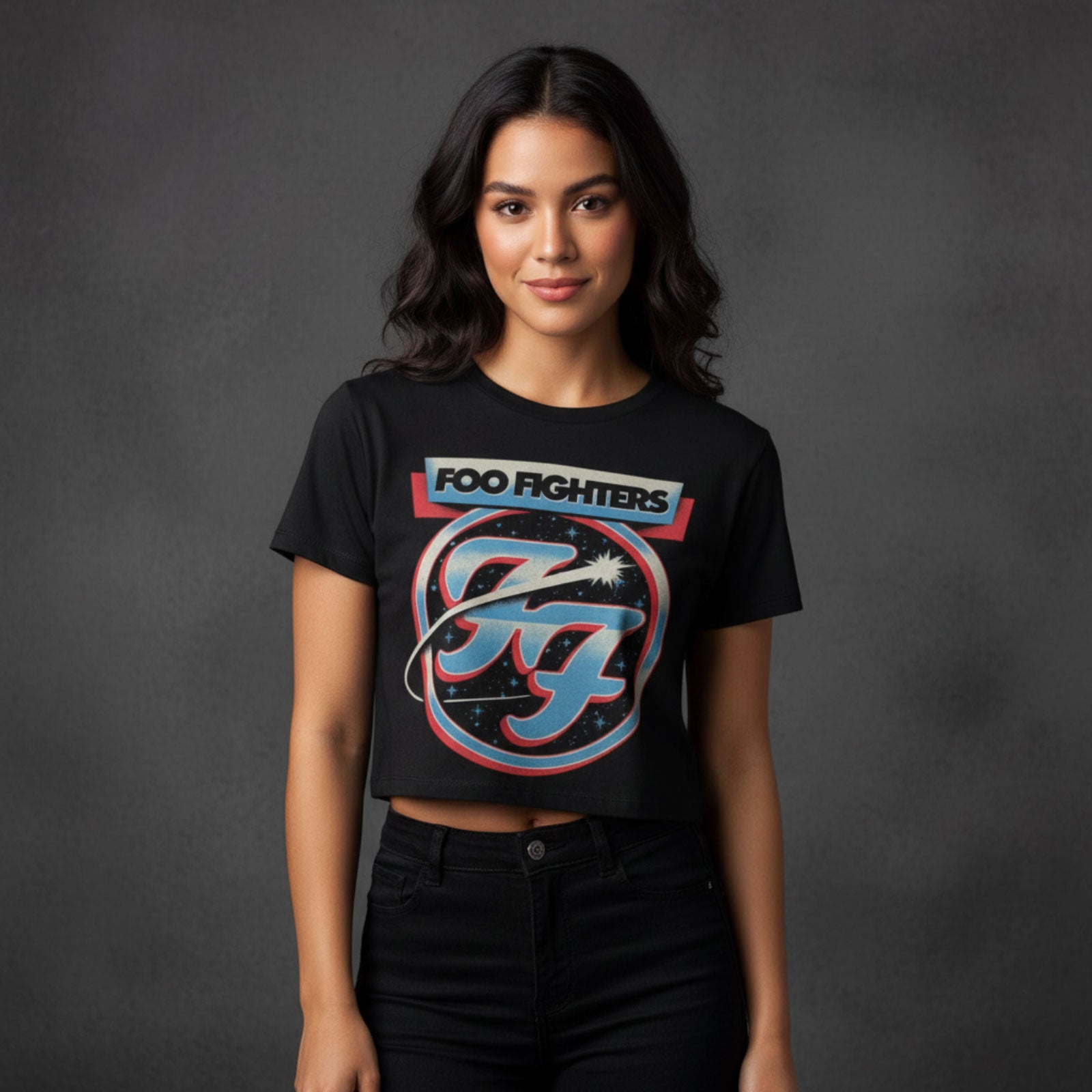 Foo Fighters Ladies Crop Top: Comet (Black)