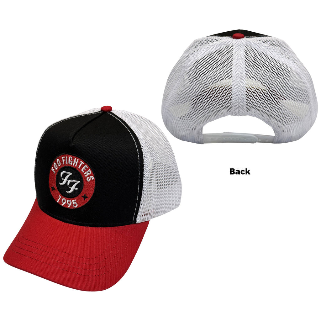 Foo Fighters Unisex Mesh Back Cap: 1995 Emblem (Black, Red & White)