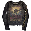 Foo Fighters Ladies Long Sleeve Mesh Crop Top: Pegasus (Black)