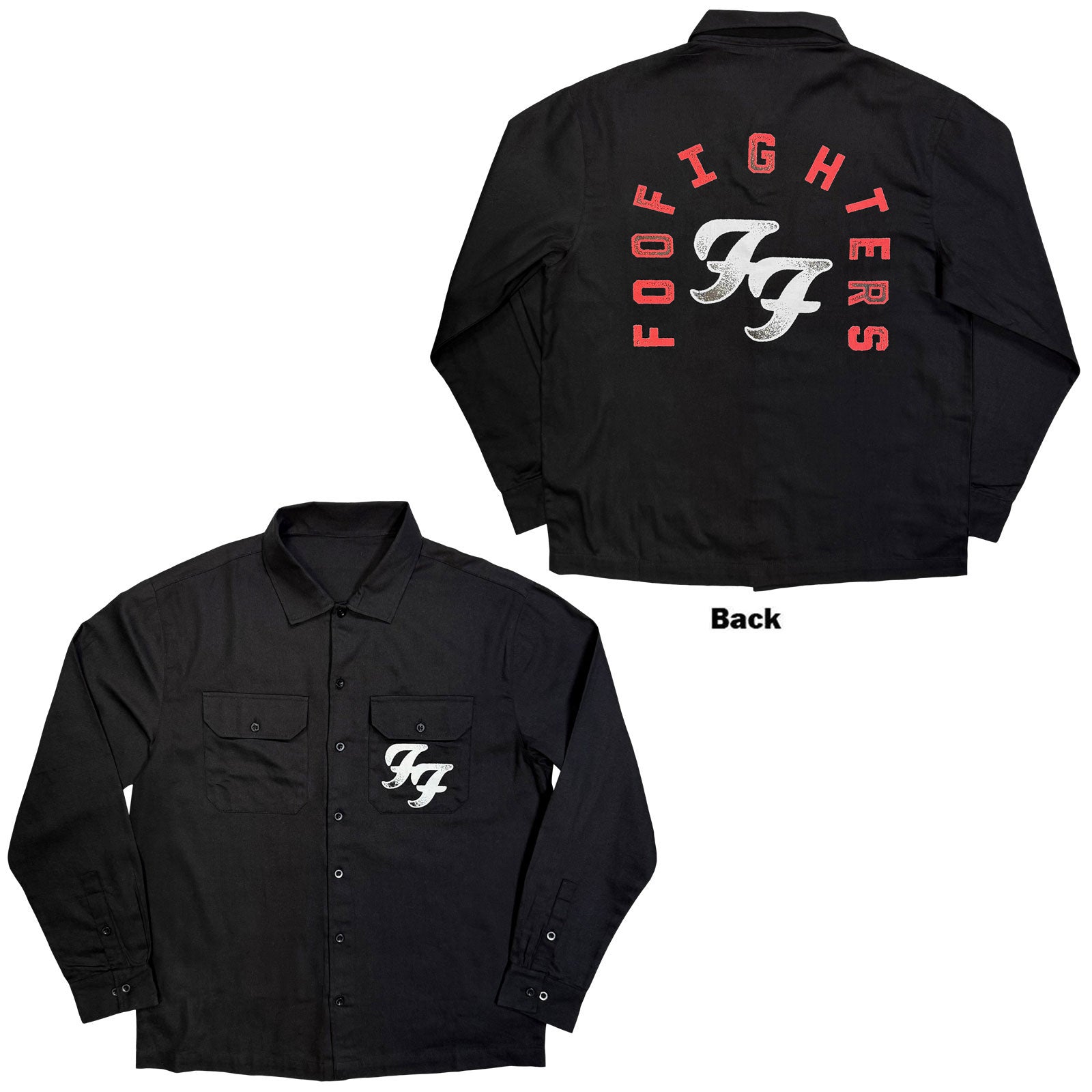 Foo Fighters Unisex Casual Shirt: Red Arch Logo (Black)