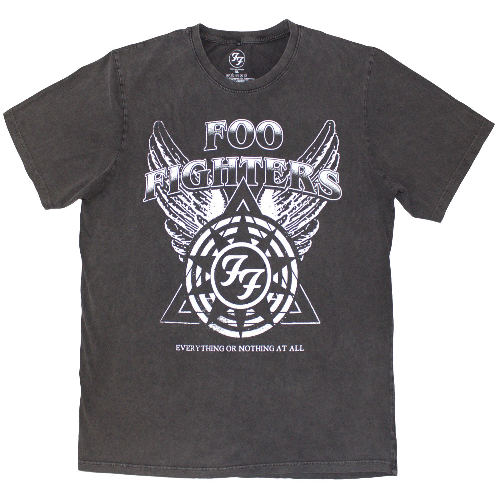 Foo Fighters Unisex Stone Wash T-Shirt: EONAA Logo (Charcoal Grey)