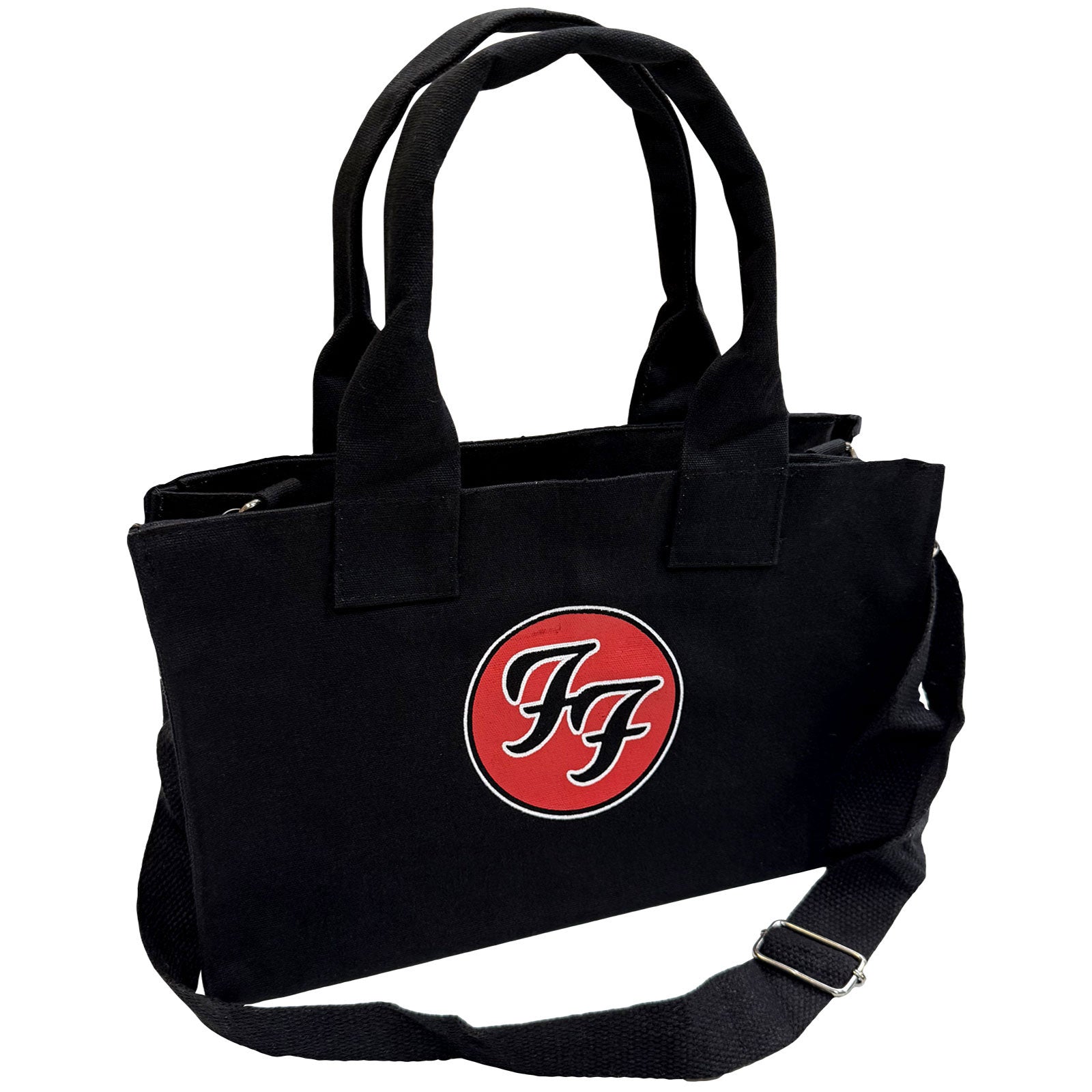 Foo Fighters Cotton Tote Bag: FF Logo (Black) (Back Print)