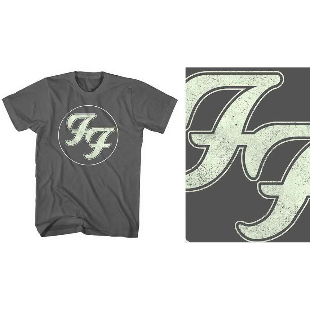 Foo Fighters Unisex T-Shirt: Gold FF Logo (Charcoal Grey)