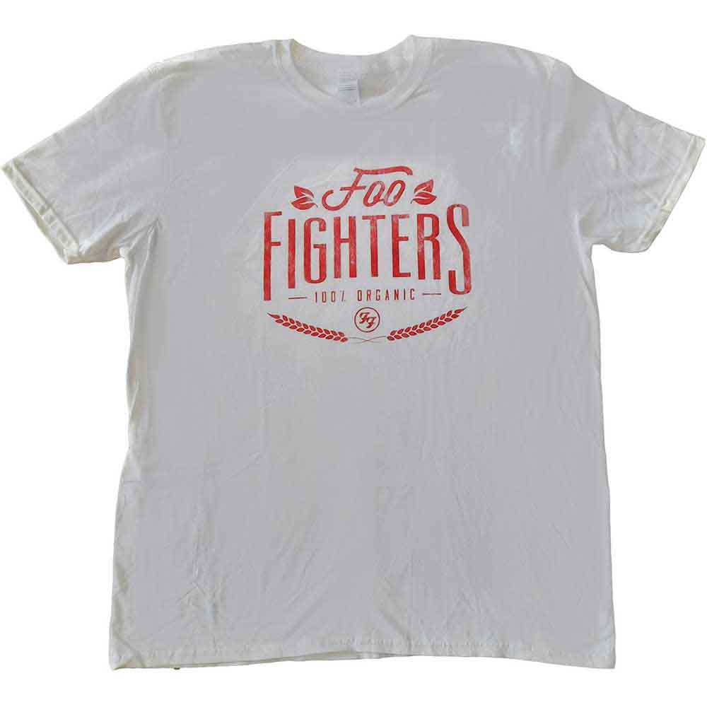 Foo Fighters Unisex T-Shirt: 100% Organic Version 2 (White) (Ex-Tour)