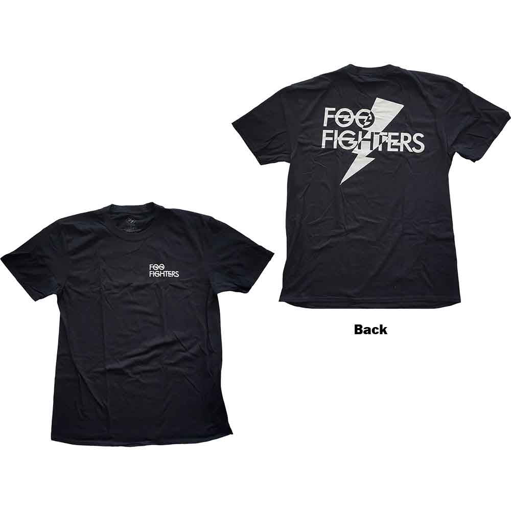 Foo Fighters Unisex T-Shirt: Flash Logo (Black) (Back Print)