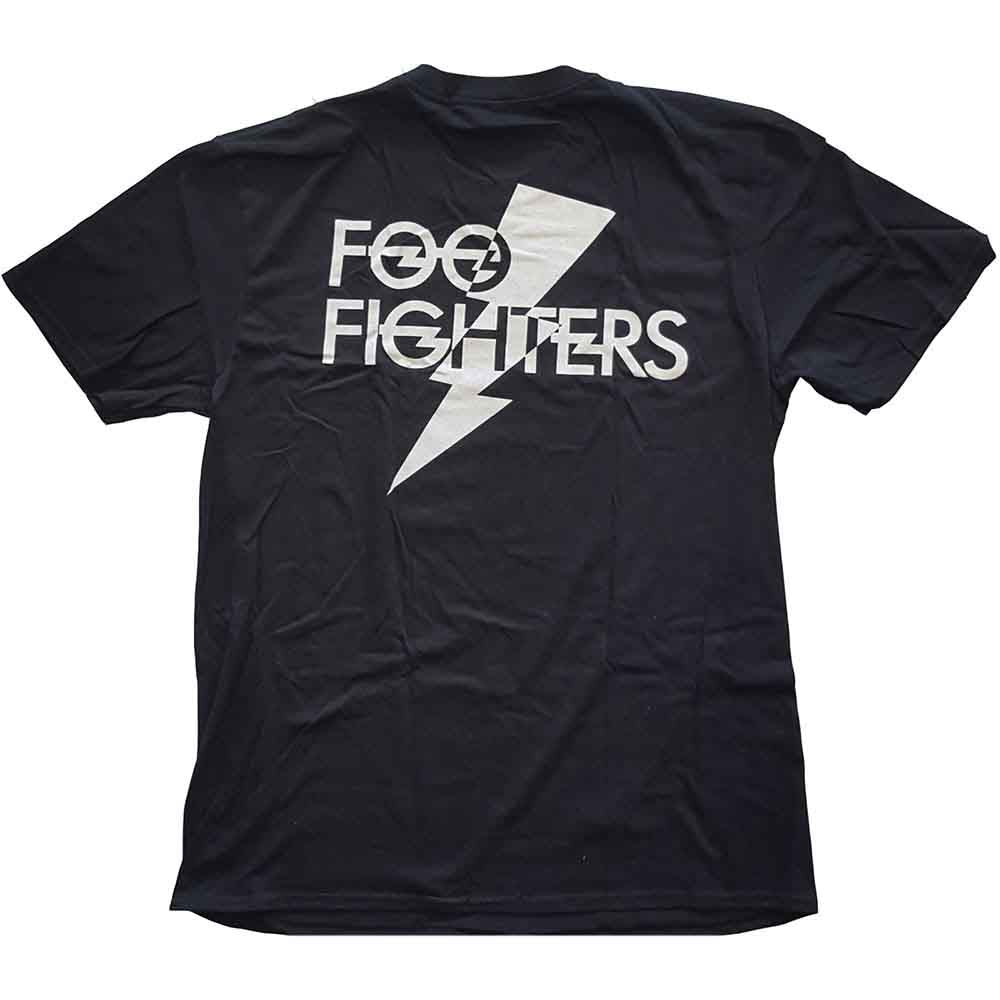 Foo Fighters Unisex T-Shirt: Flash Logo (Black) (Back Print)