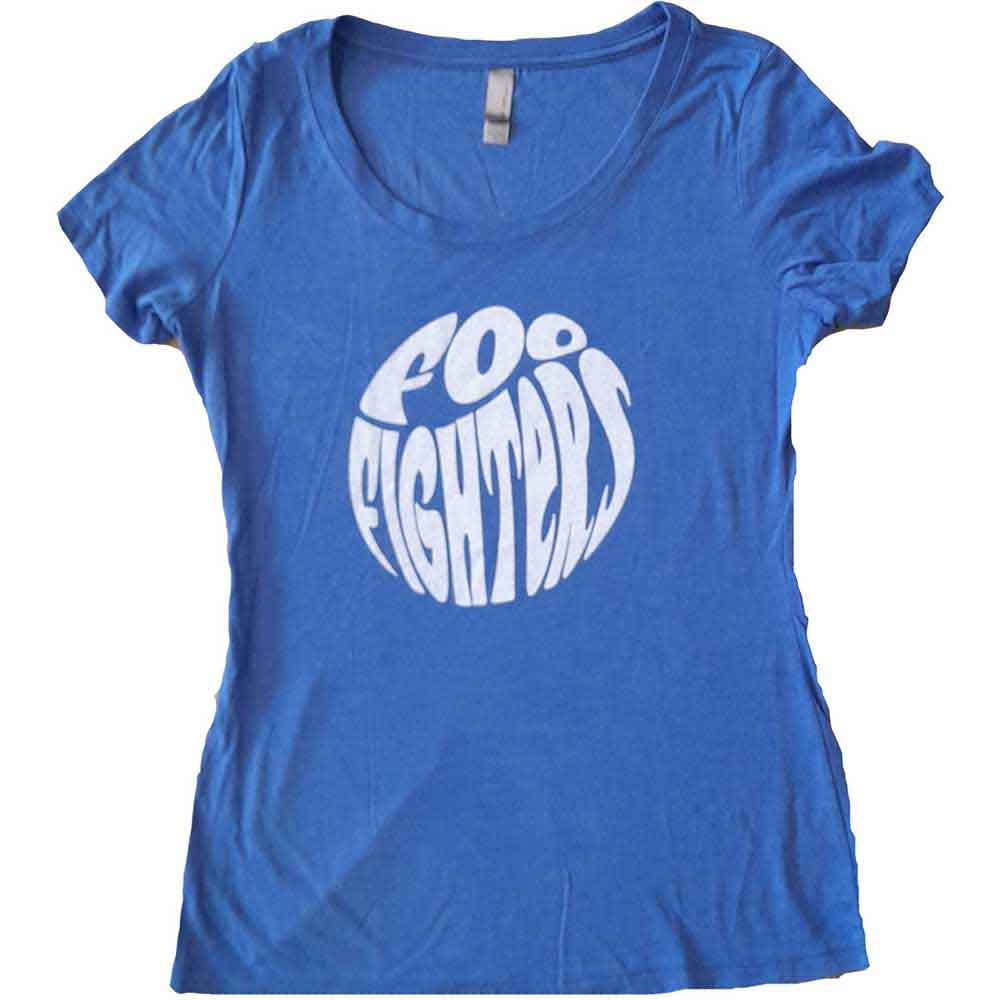 Foo Fighters Ladies T-Shirt: 70s Logo (Blue) (Ex-Tour)