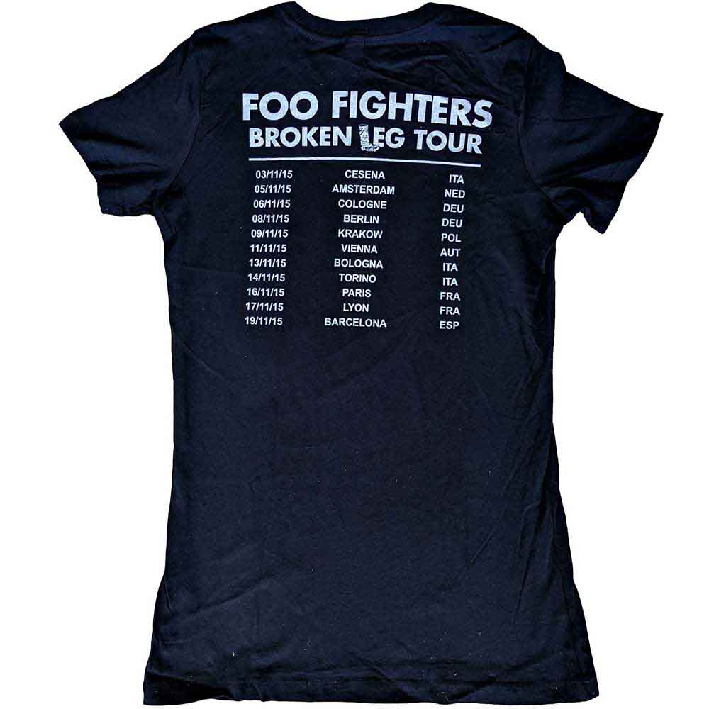Foo Fighters Ladies T-Shirt: Break A Leg (Black) (Back Print & Ex-Tour)