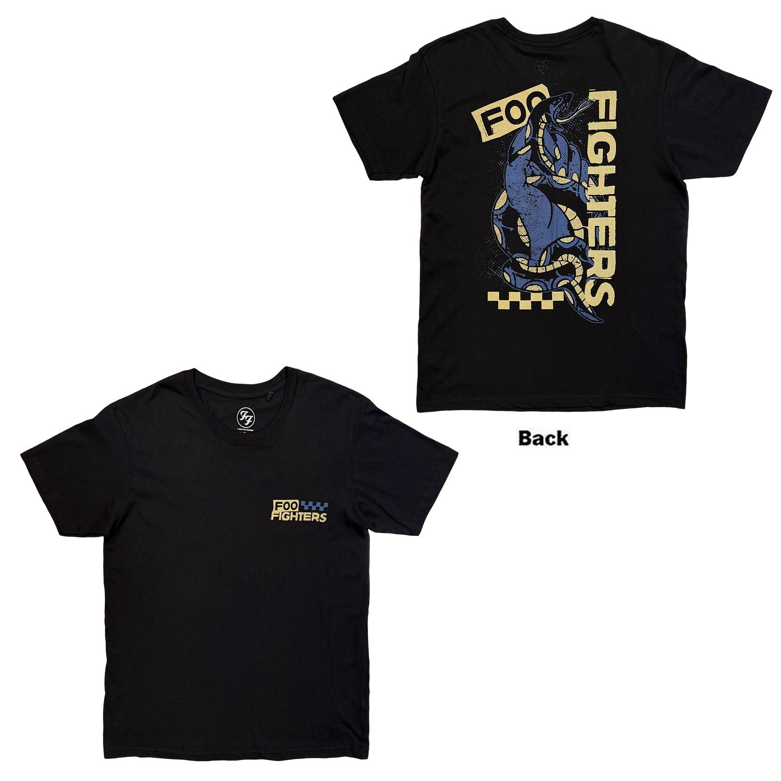 Foo Fighters Unisex T-Shirt: Snake (Black) (Back Print)