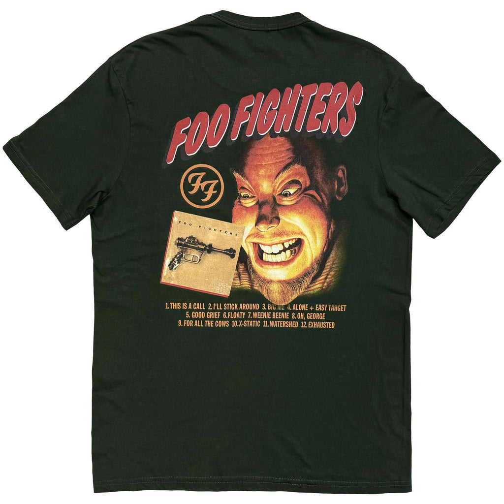 Foo Fighters Unisex T-Shirt: Exhausted (Green) (Back Print)