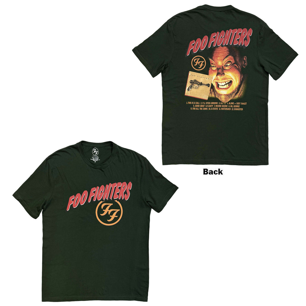 Foo Fighters Unisex T-Shirt: Exhausted (Green) (Back Print)