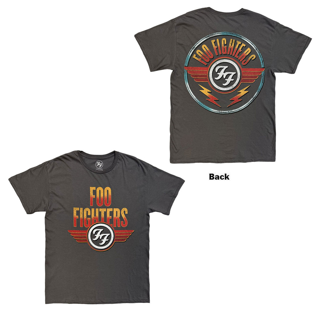 Foo Fighters Unisex T-Shirt: Wings (Charcoal Grey) (Back Print)