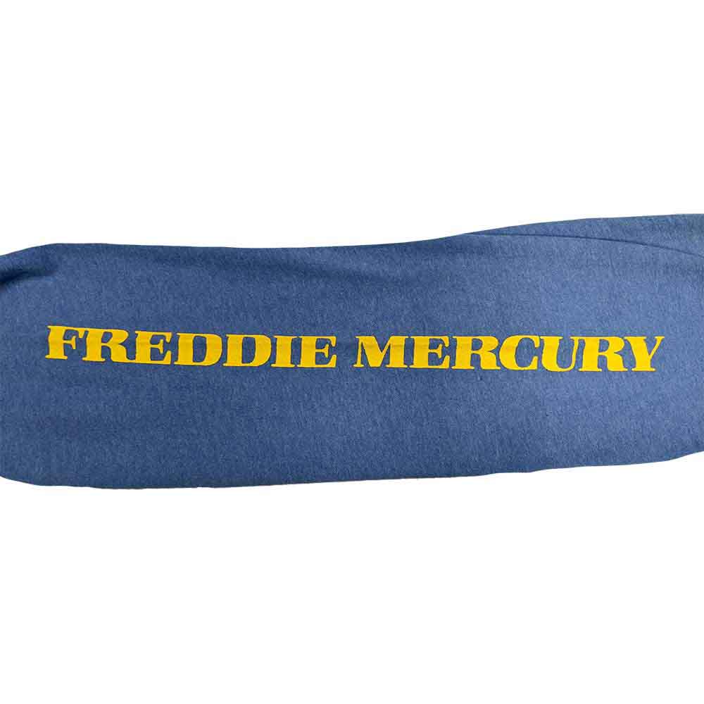 Freddie Mercury Unisex Long Sleeve T-Shirt: Mr Bad Guy (Blue) (Sleeve Print)