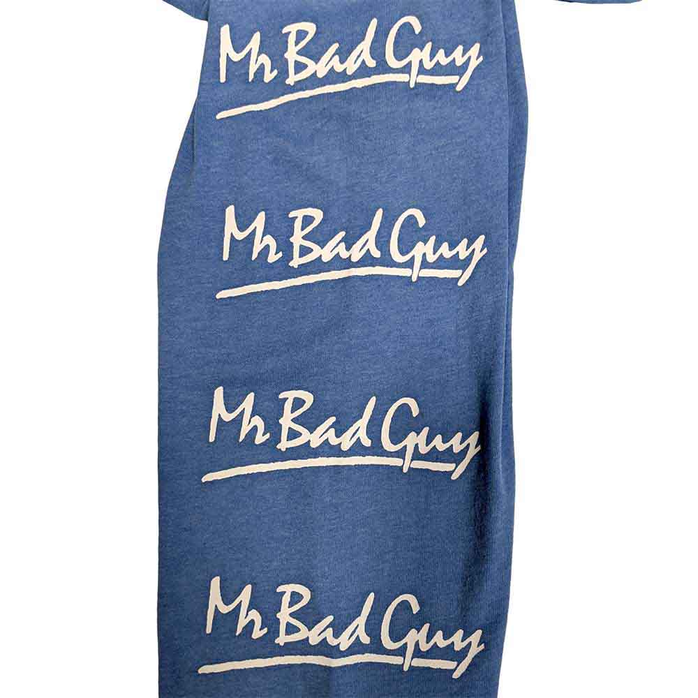 Freddie Mercury Unisex Long Sleeve T-Shirt: Mr Bad Guy (Blue) (Sleeve Print)
