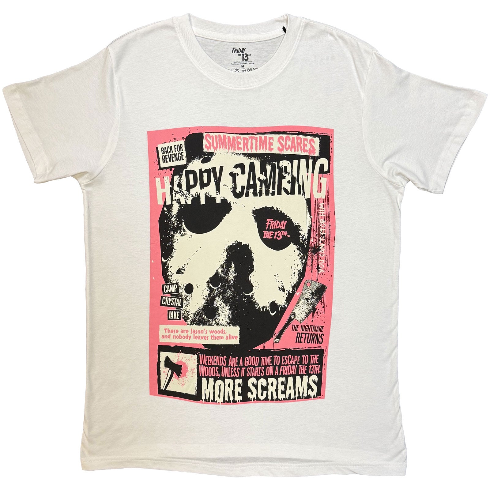 Friday the 13th Unisex T-Shirt: Happy Camping (White)