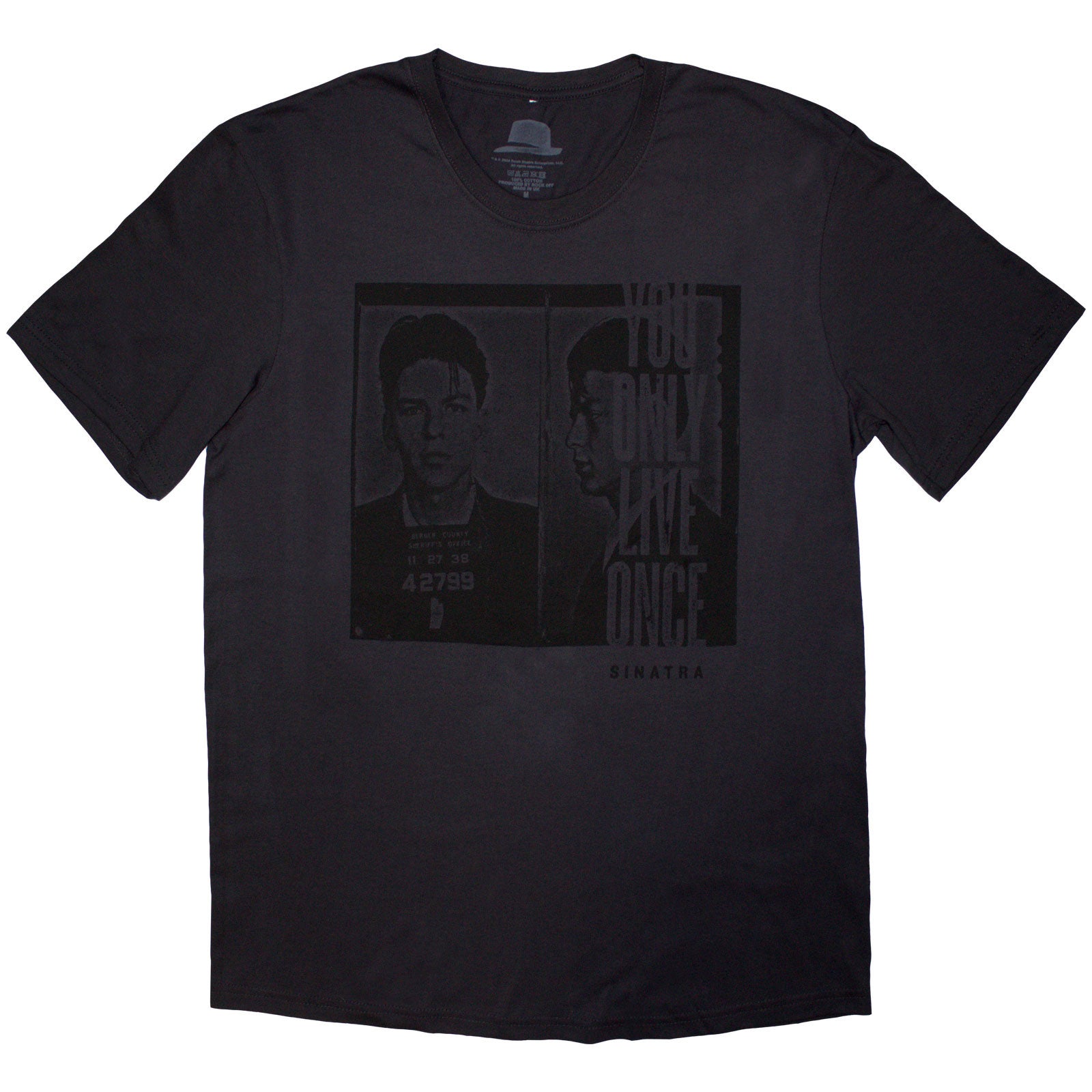 Frank Sinatra Unisex T-Shirt: Mugshot (Charcoal Grey)