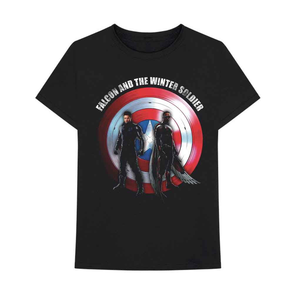 Marvel Comics Unisex T-Shirt: Falcon & Winter Soldier Shield Logo (Black)