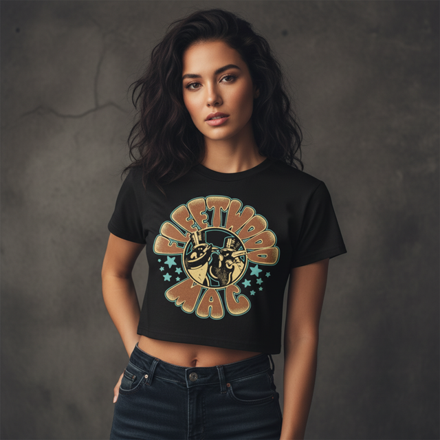 Fleetwood Mac: Stars & Penguins Ladies Crop Top (Black)