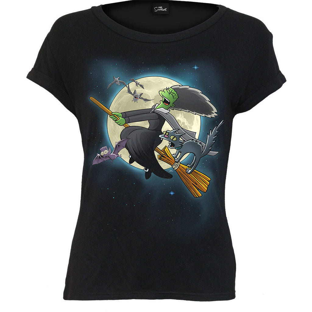 The Simpsons Ladies Boatneck Cap Sleeve T-Shirt: Marge Witch (Black)