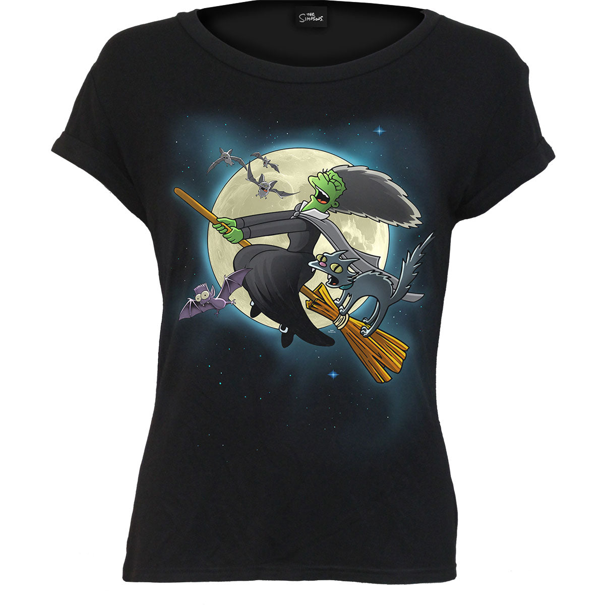 The Simpsons Ladies Boatneck Cap Sleeve T-Shirt: Marge Witch (Black)