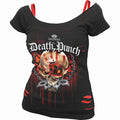 Five Finger Death Punch Ladies 2-in-1 Ripped Top: Assassin (Black & Red)