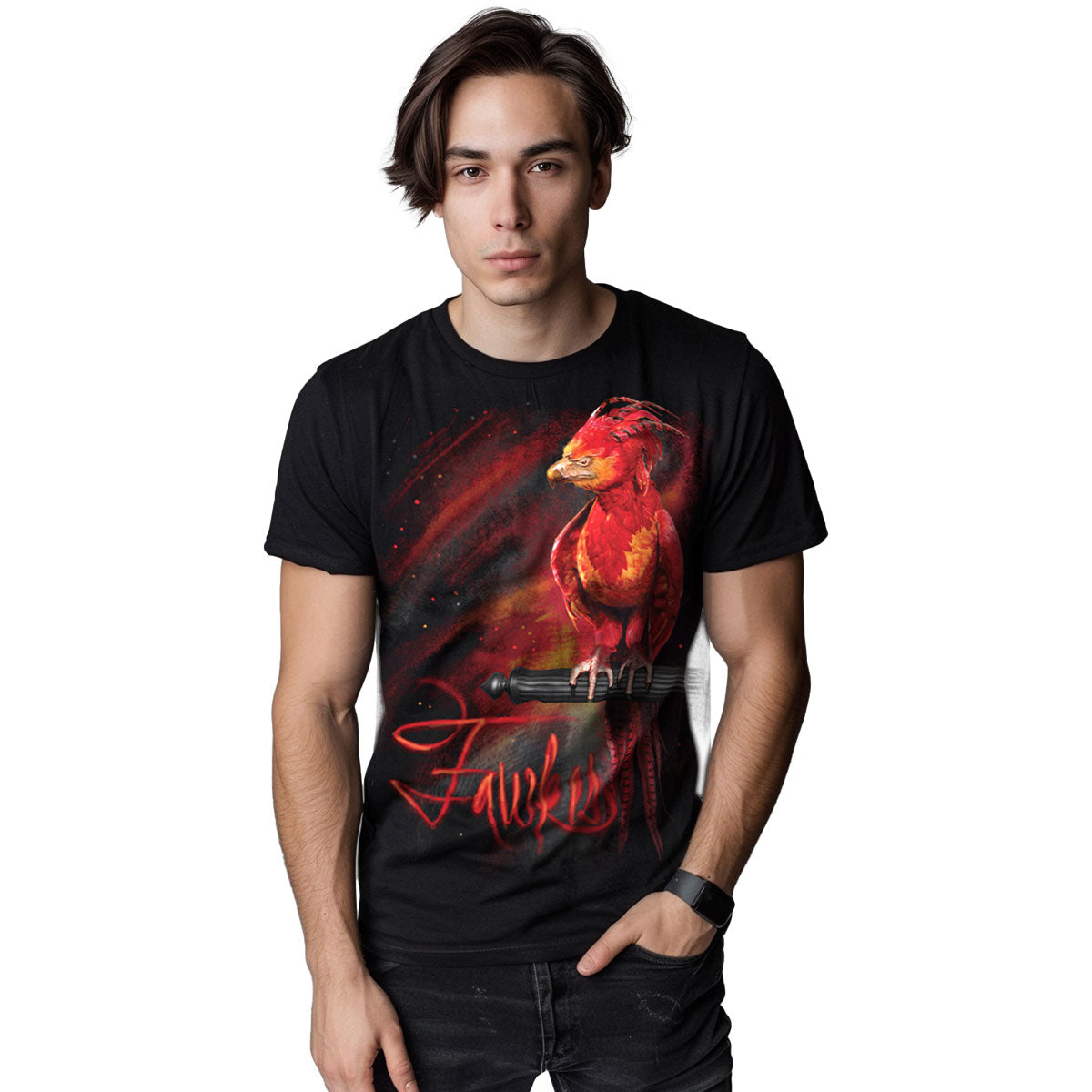 Harry Potter Unisex T-Shirt: Fawkes (Black)
