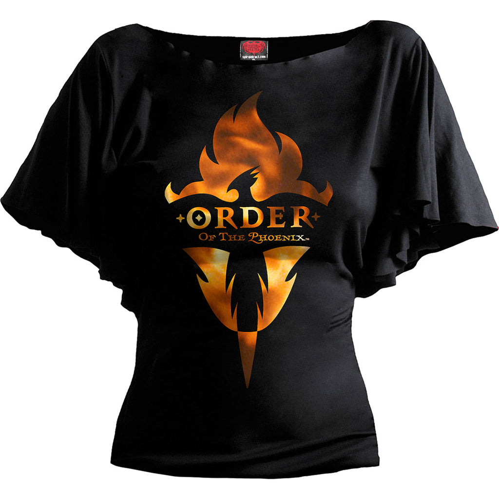 Harry Potter Ladies Latin Boatneck Top: Order Of The Phoenix (Black)
