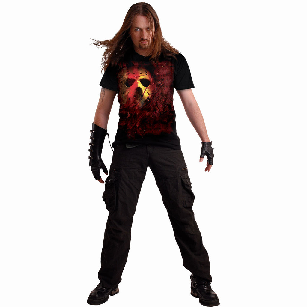 Friday the 13th Unisex T-Shirt: Jason Lives (Black) (Back Print)