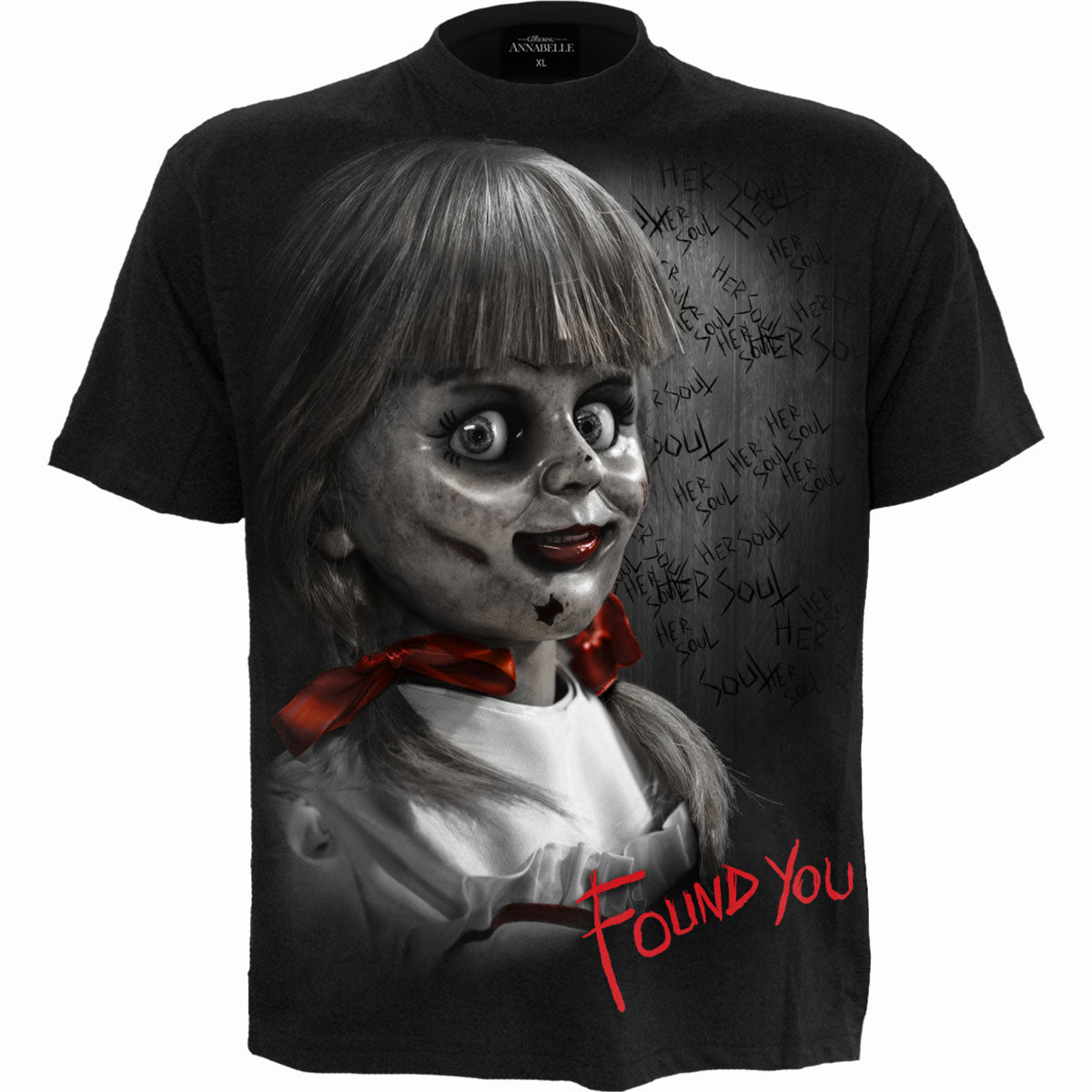 Annabelle Unisex T-Shirt: Found You (Black) (Back Print)