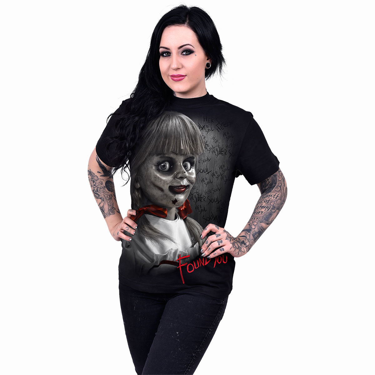 Annabelle Unisex T-Shirt: Found You (Black) (Back Print)