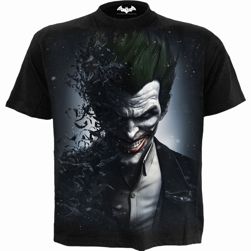 DC Comics Unisex T-Shirt: Batman Joker Arkham Origins (Black) (Back Print)
