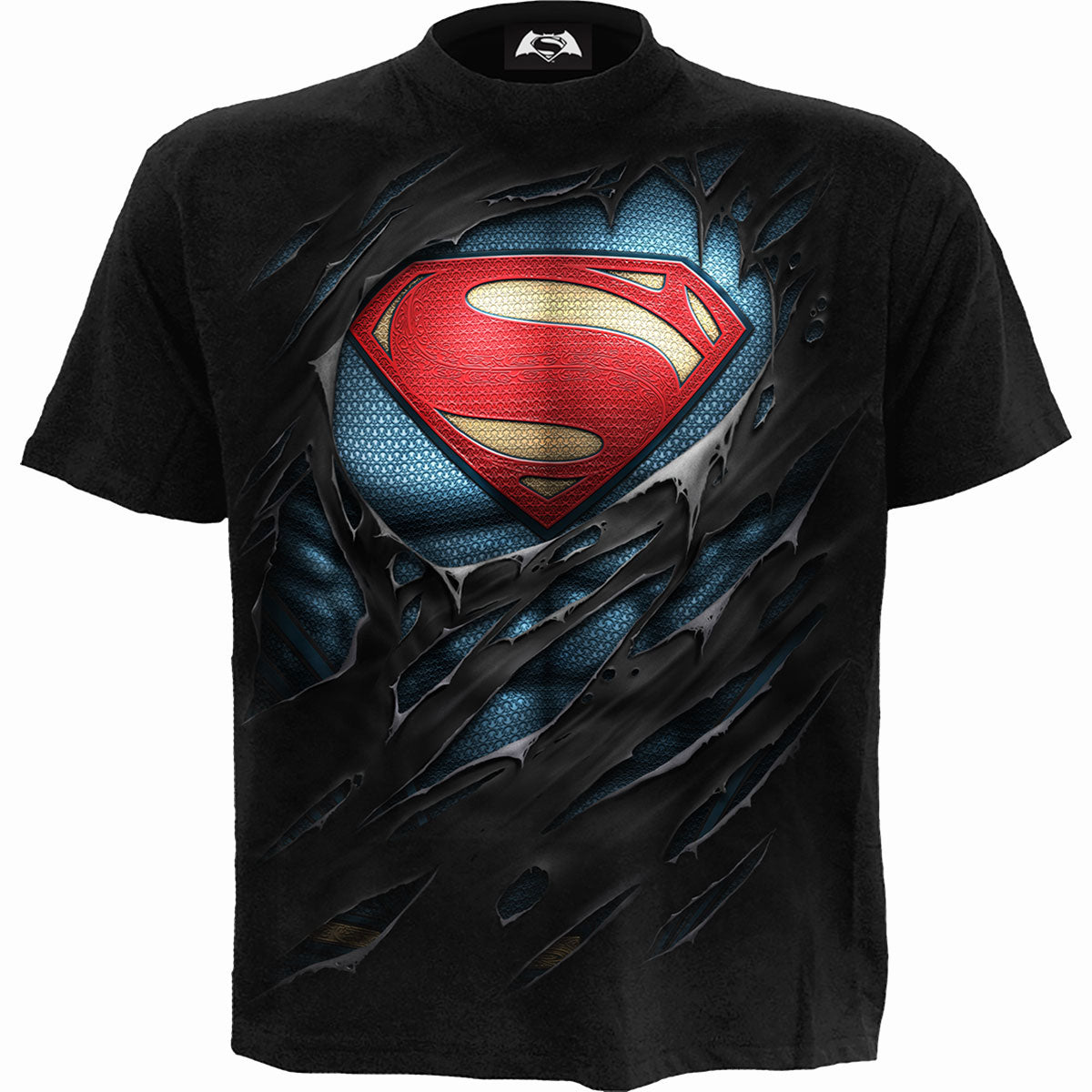 DC Comics Unisex T-Shirt: Superman Ripped (Black) (Back Print)