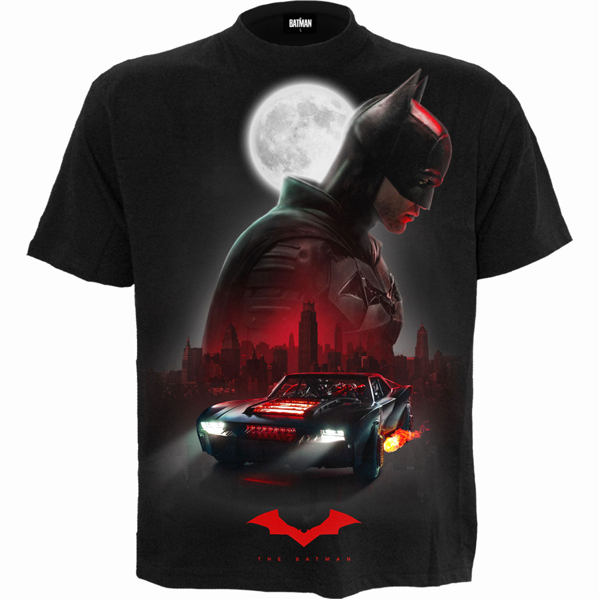 DC Comics Unisex T-Shirt: The Batman Batmobile (Black) (Back Print)