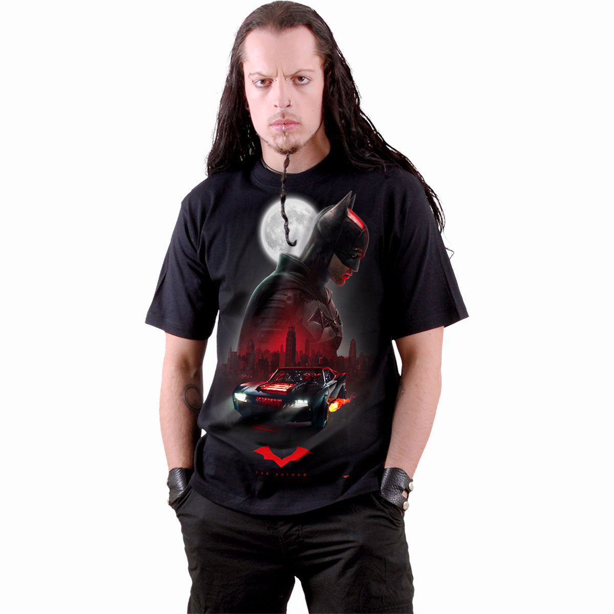 DC Comics Unisex T-Shirt: The Batman Batmobile (Black) (Back Print)
