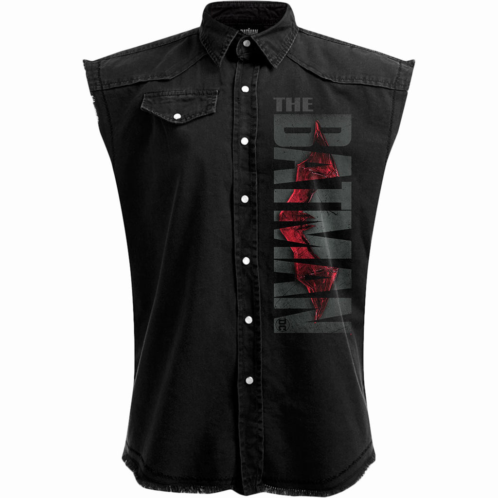 DC Comics Unisex Worker Shirt: The Batman Profile Logo (Black) (Back Print)