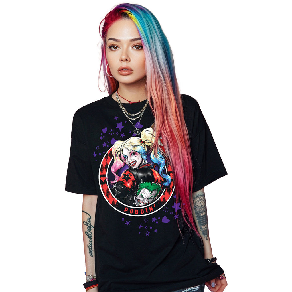 DC Comics Unisex T-Shirt: Batman Harley Quinn Puddin' (Black)