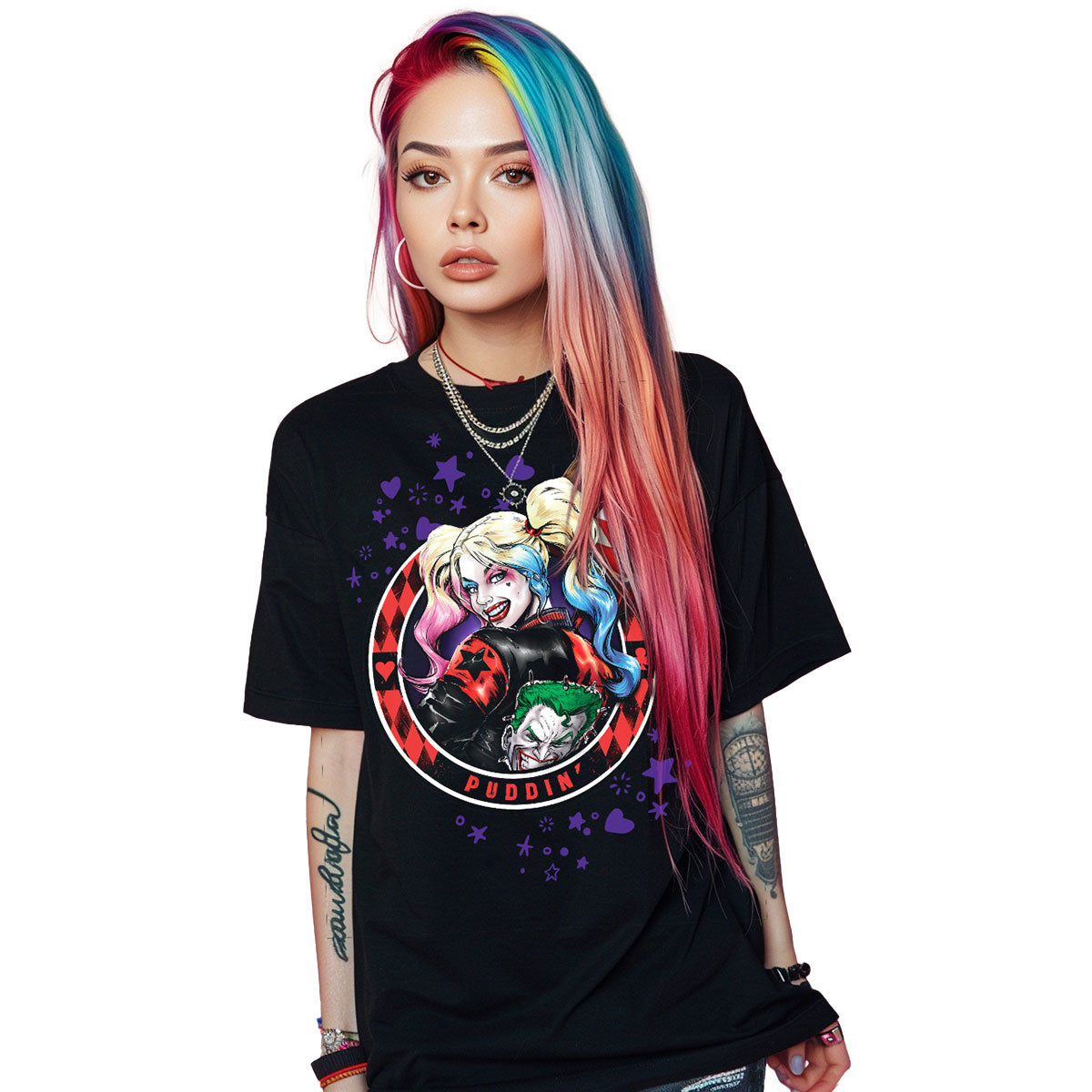 DC Comics Unisex T-Shirt: Batman Harley Quinn Puddin' (Black)
