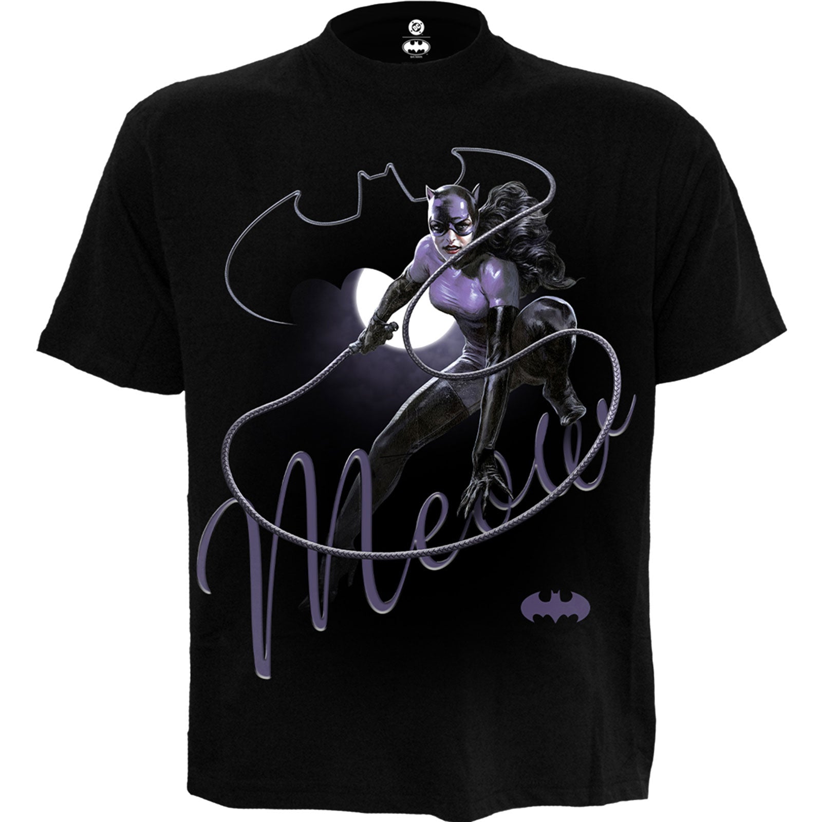 DC Comics Unisex T-Shirt: Catwoman Meow (Black)