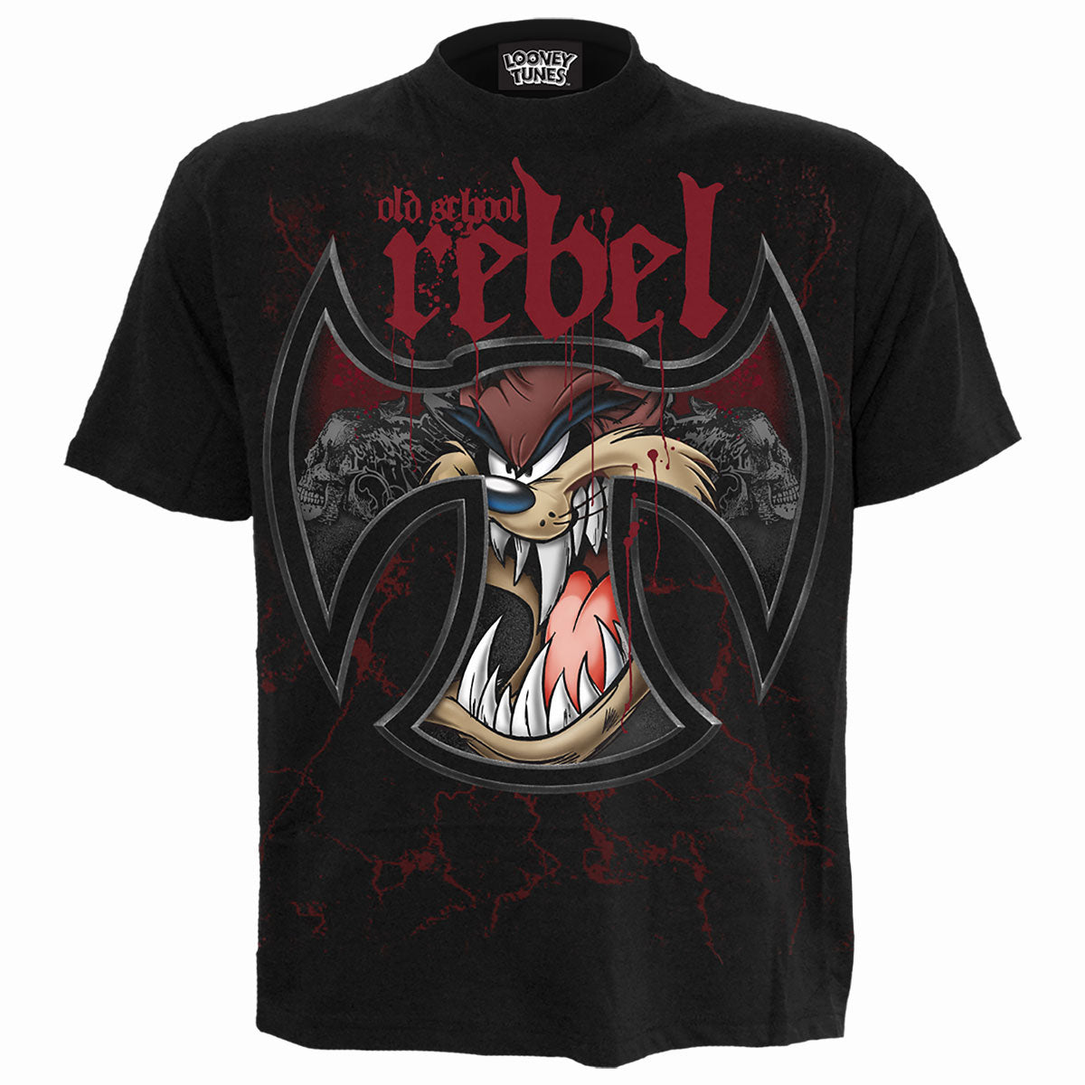 Looney Tunes Unisex T-Shirt: Taz Old School Rebel (Black)