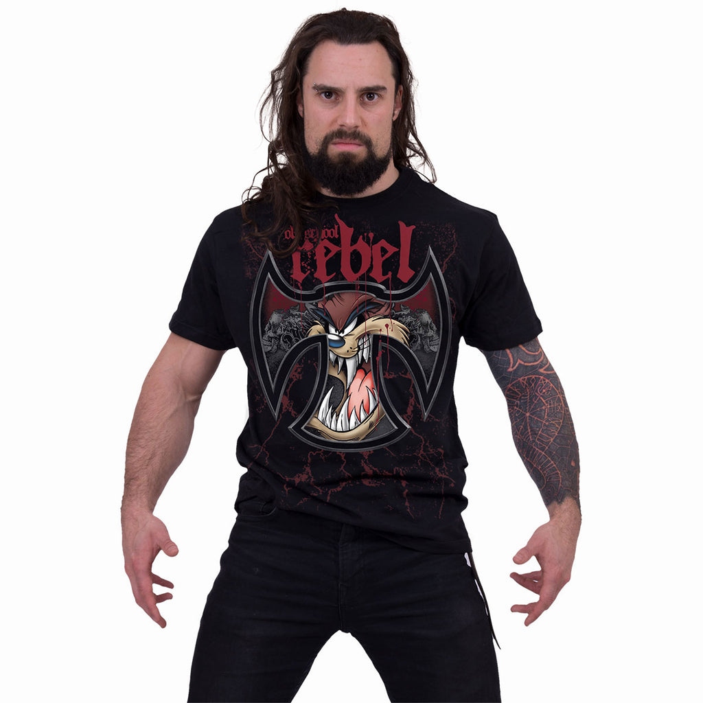 Looney Tunes Unisex T-Shirt: Taz Old School Rebel (Black)