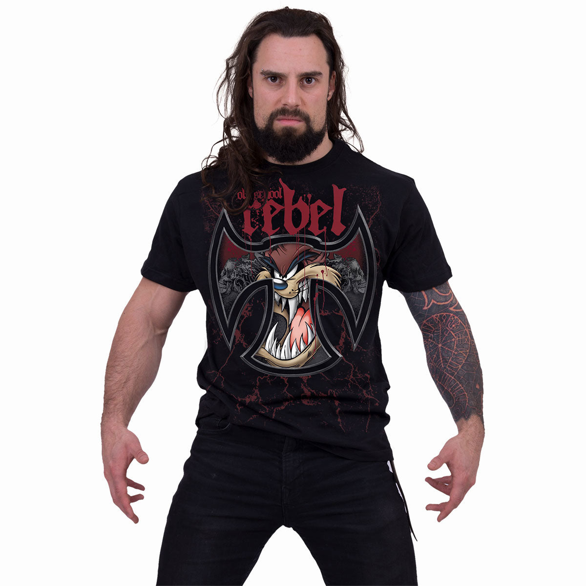 Looney Tunes Unisex T-Shirt: Taz Old School Rebel (Black)