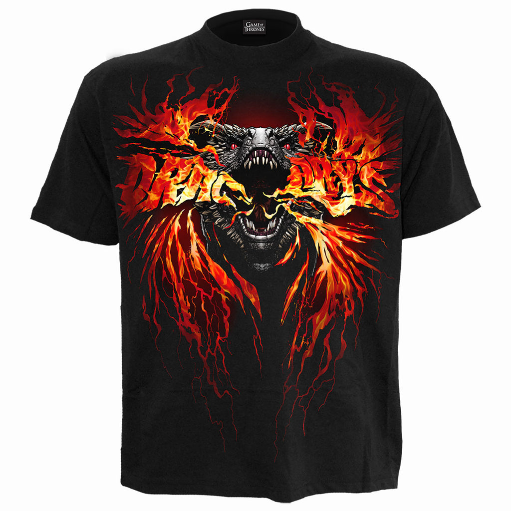 Game of Thrones Unisex T-Shirt: Fire And Blood (Black) (Back Print)