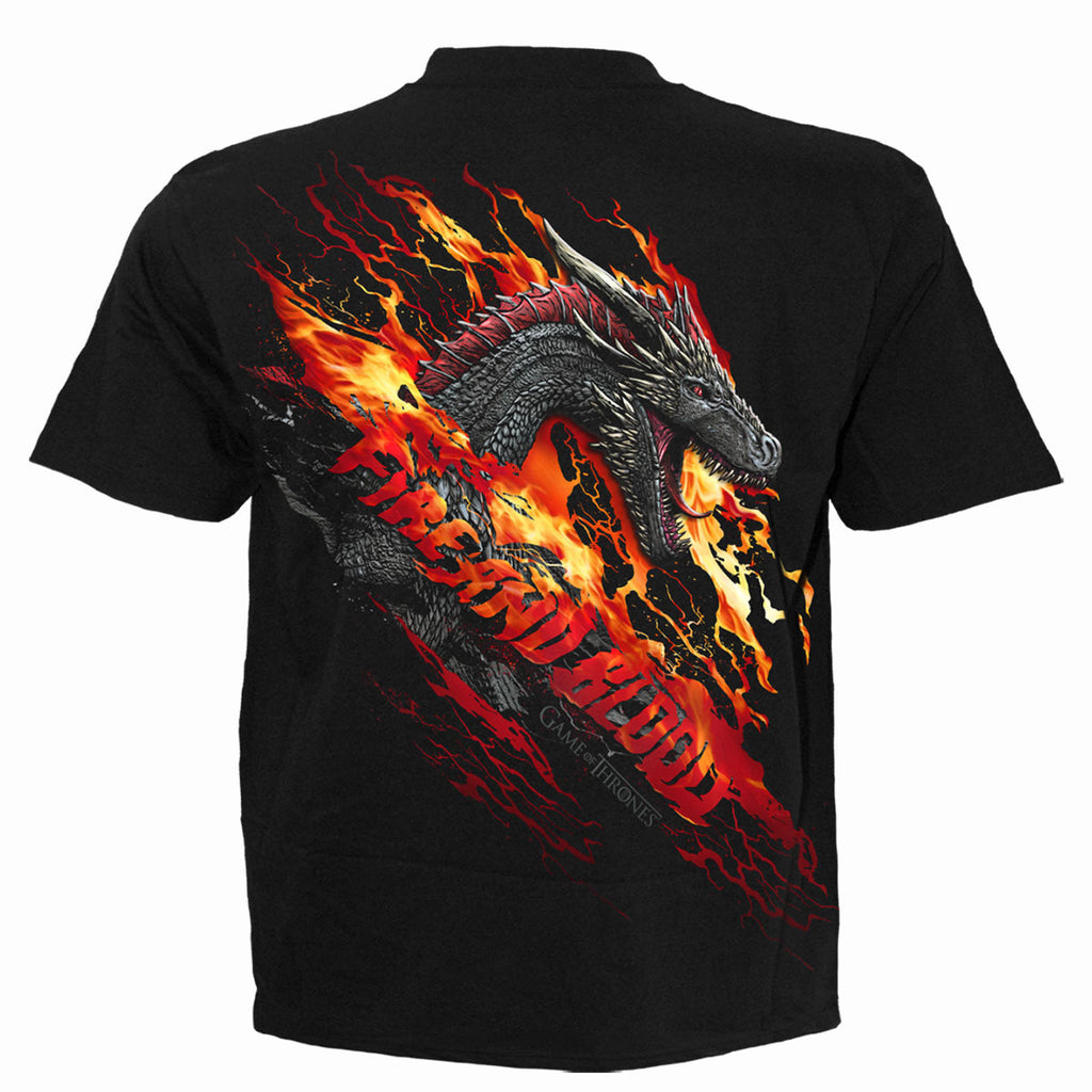 Game of Thrones Unisex T-Shirt: Fire And Blood (Black) (Back Print)