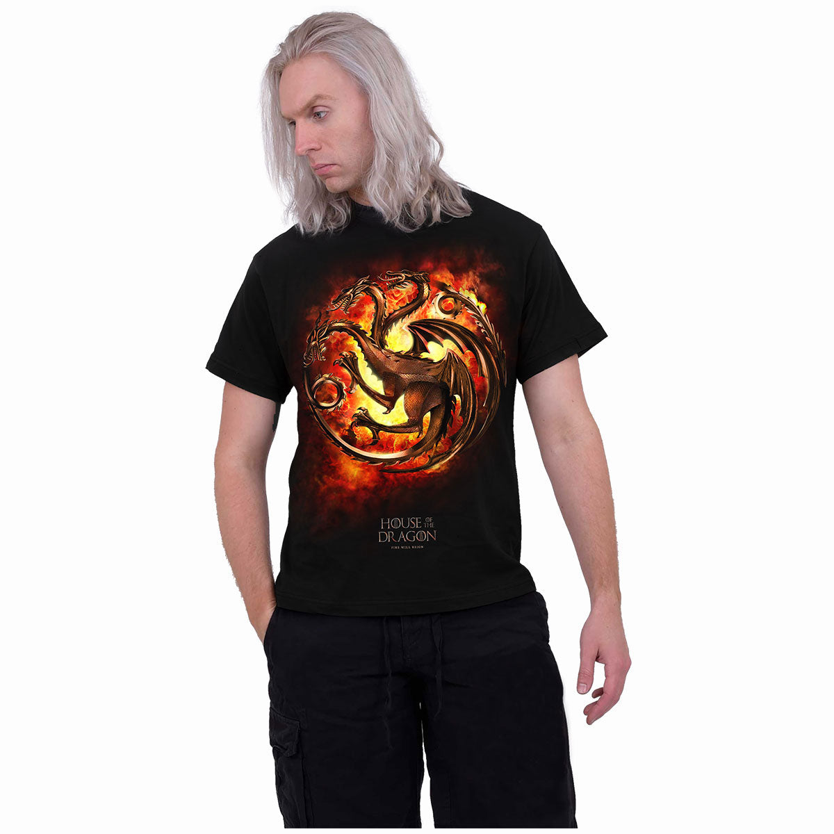 House of the Dragon Unisex T-Shirt: Dragon Flames (Black)