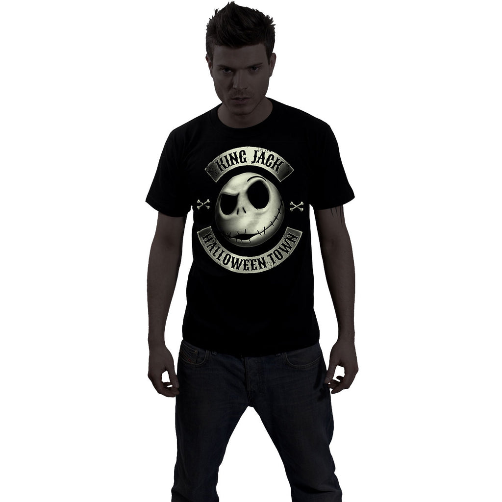 The Nightmare Before Christmas Unisex T-Shirt: Jack Crest (Glow) (Black)