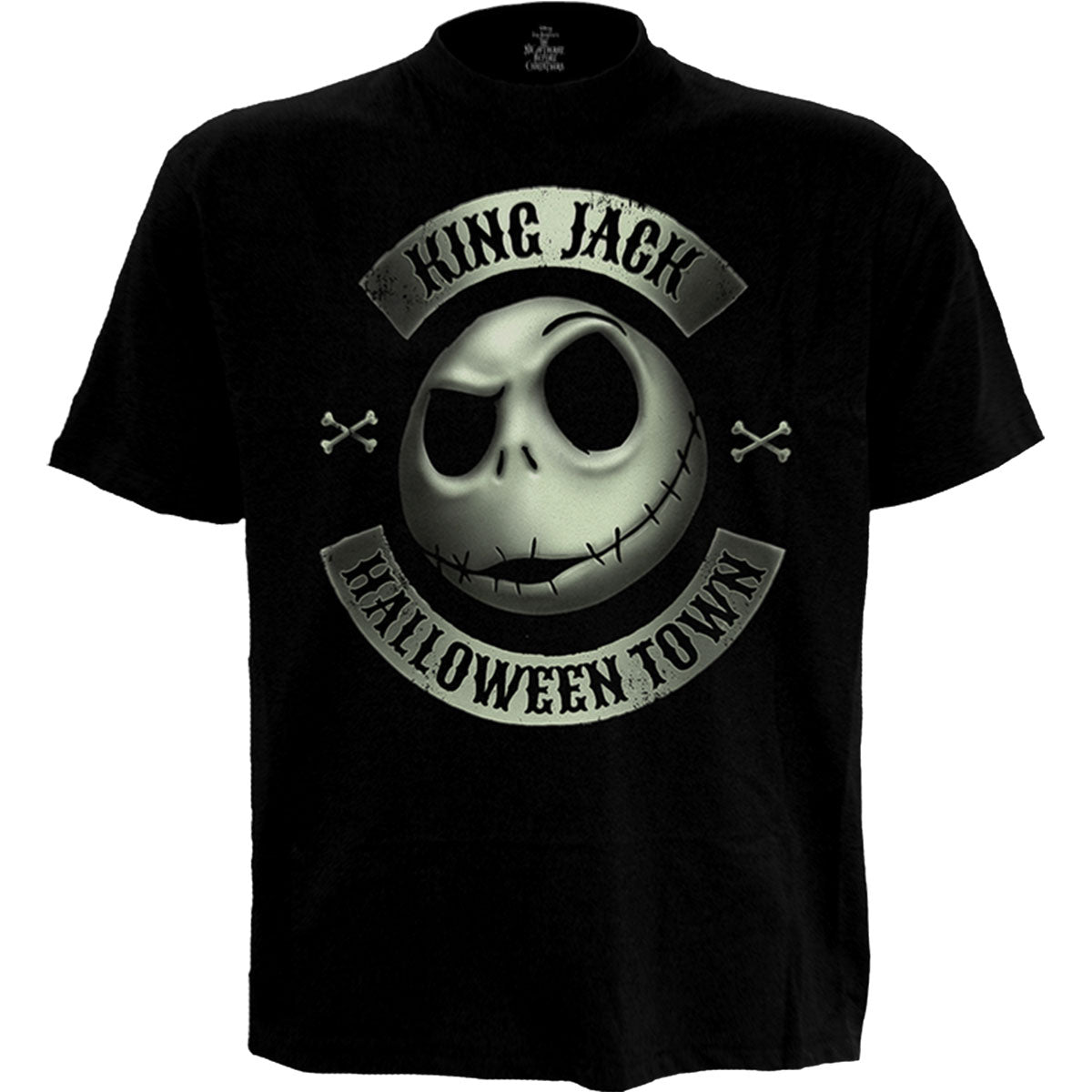 The Nightmare Before Christmas Unisex T-Shirt: Jack Crest (Glow) (Black)