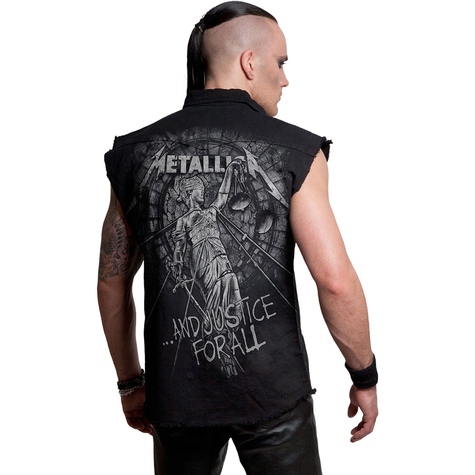 Metallica Unisex Worker Shirt: Stoned Justice (Black) (Back Print)